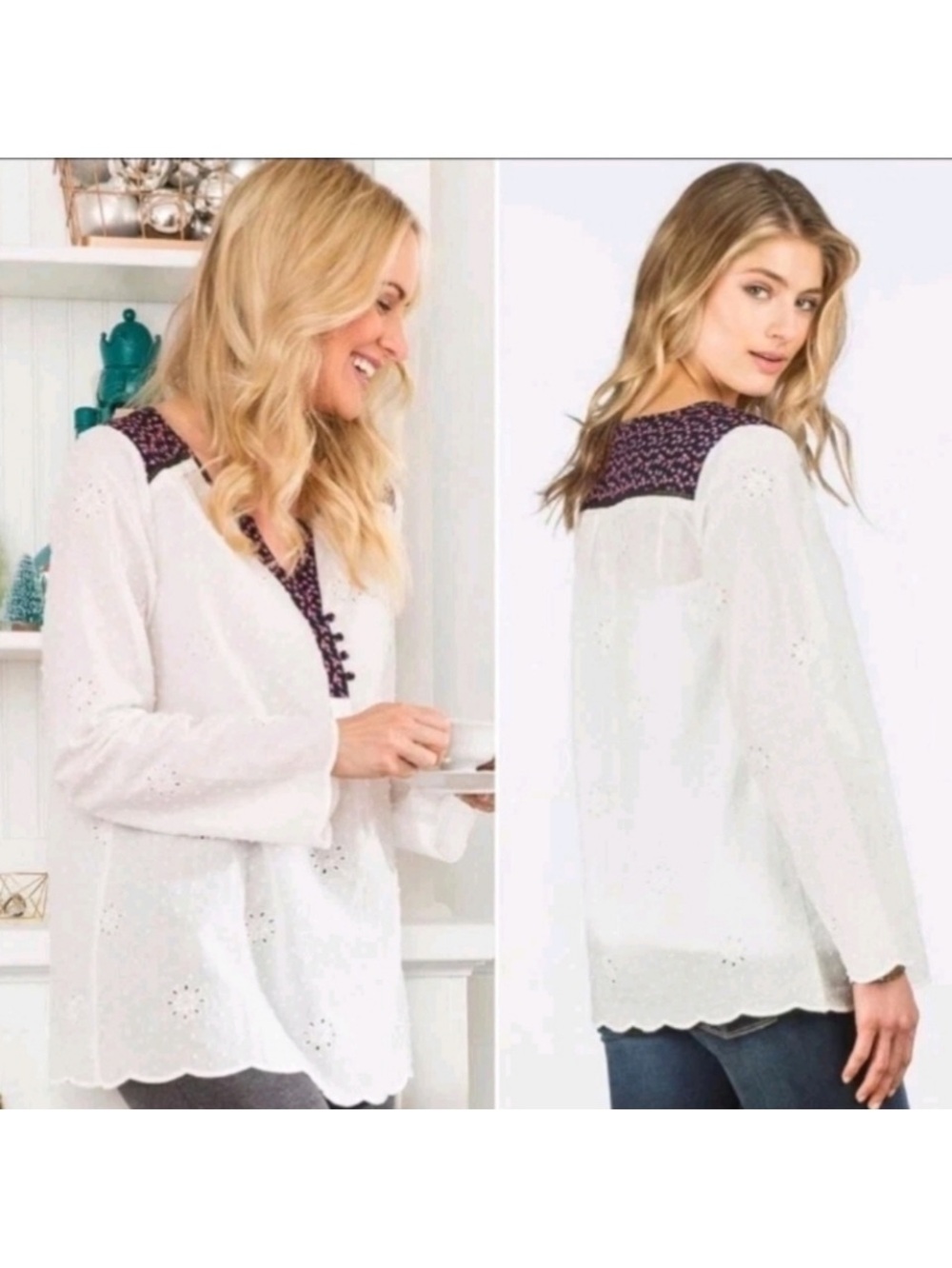 Matilda Jane white multi colored Top Size Medium